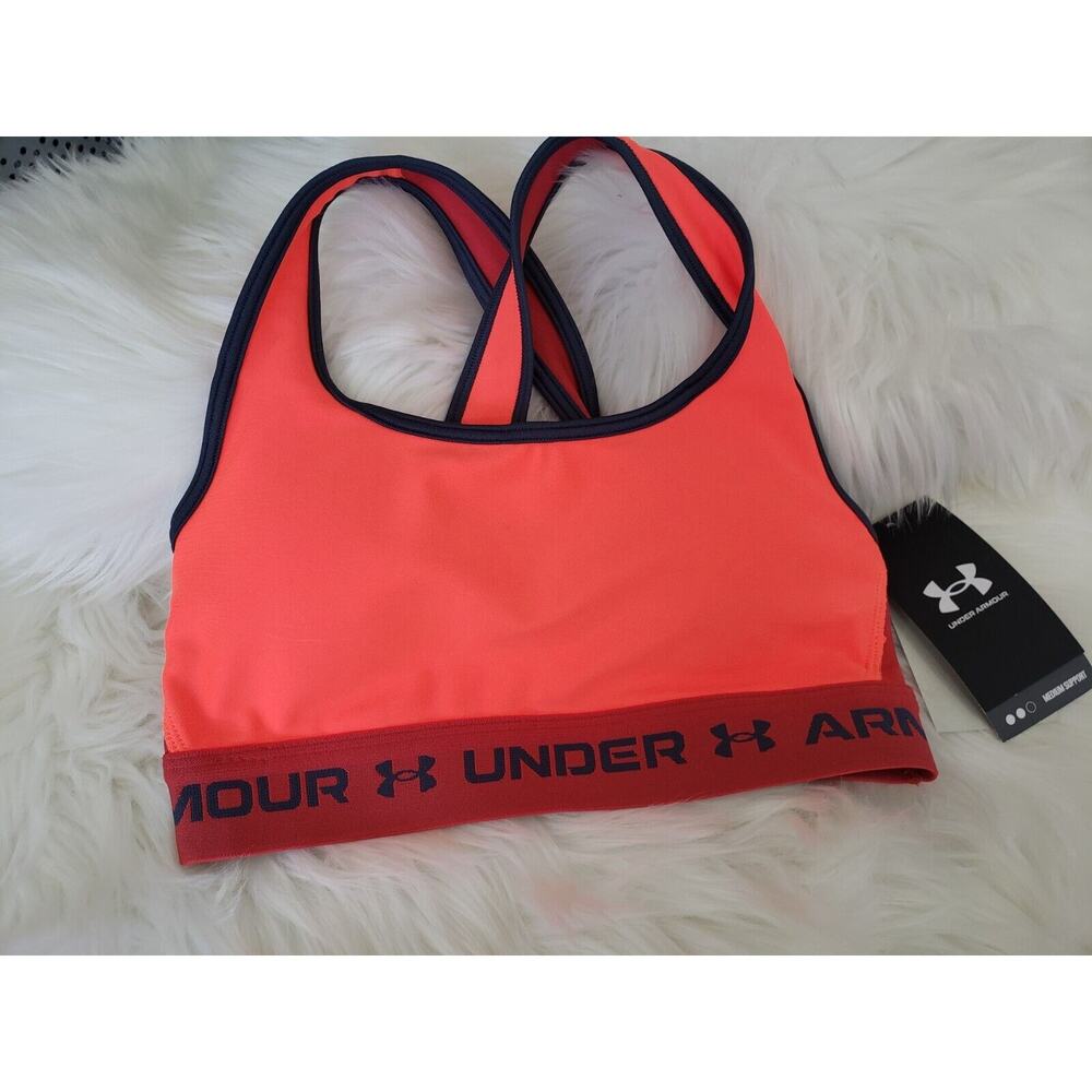 NEW Under Armour Strappy Mid Compression Sports Bra Size XS Crossback Gym Run